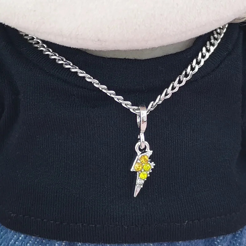 for 17CM Labubu Doll Accessories Mini Diy Hearts Shape Necklace Dress Up Plush Toy Cross Necklace Dollhouse Hanging Neck Pendant