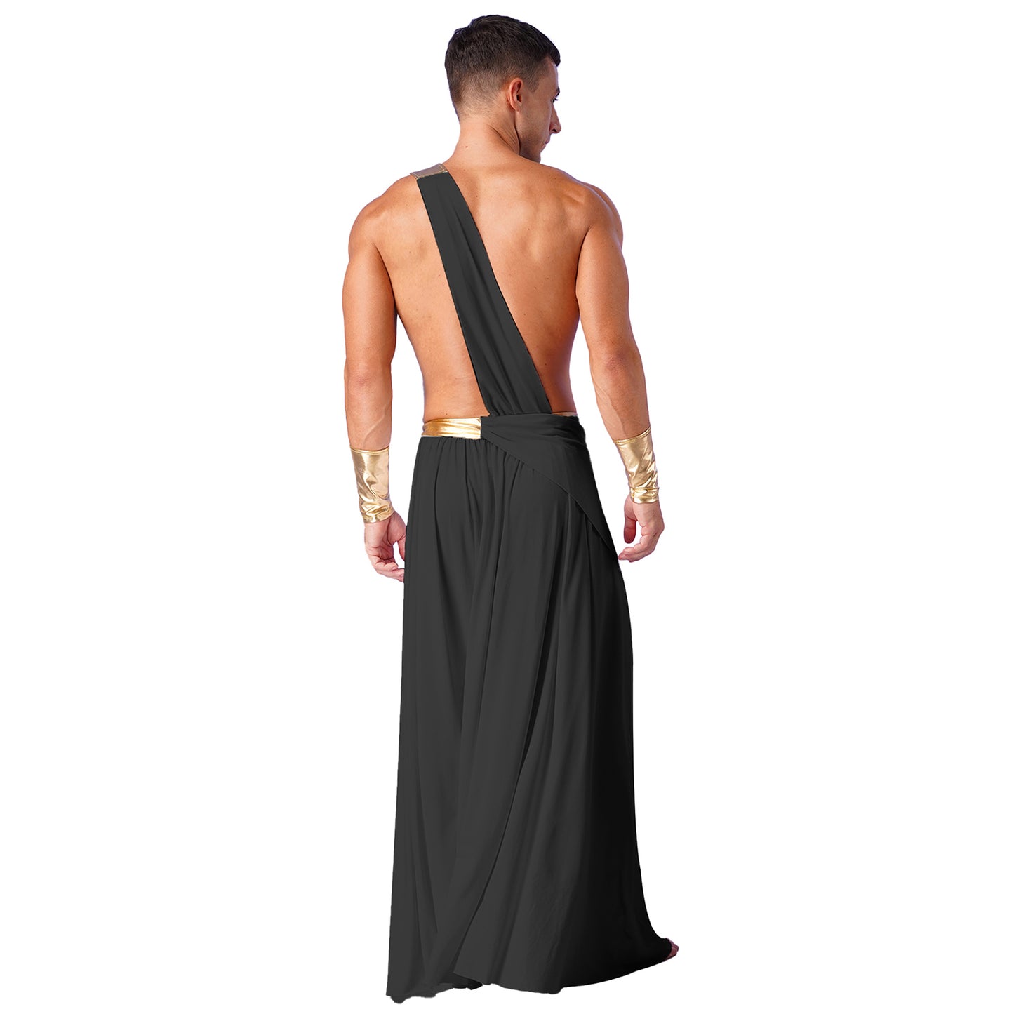 Mens Ancient Greek God Toga Gladiator Costumes Roman Emperor One Shoulder Sleeveless Robe Halloween Medieval Warrior Outfits