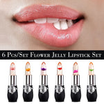 Flower Jelly Lipstick Set Temperature Change Moisturizer Flower Lip Stick Long Lasting Lip Balm Magic Color Change Lip Gloss Set
