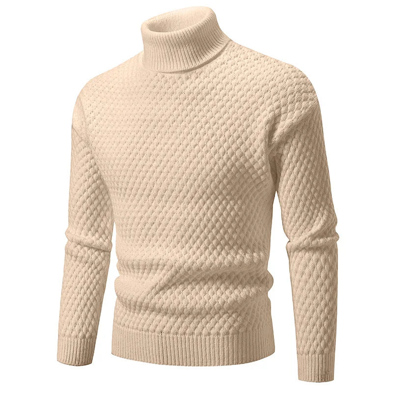 2025 Autumn Winter Turtleneck Sweater Men Slim Fit Knit Pullovers Fashion Warm Casual knitted Sweater Mens Long Sleeve Pullovers