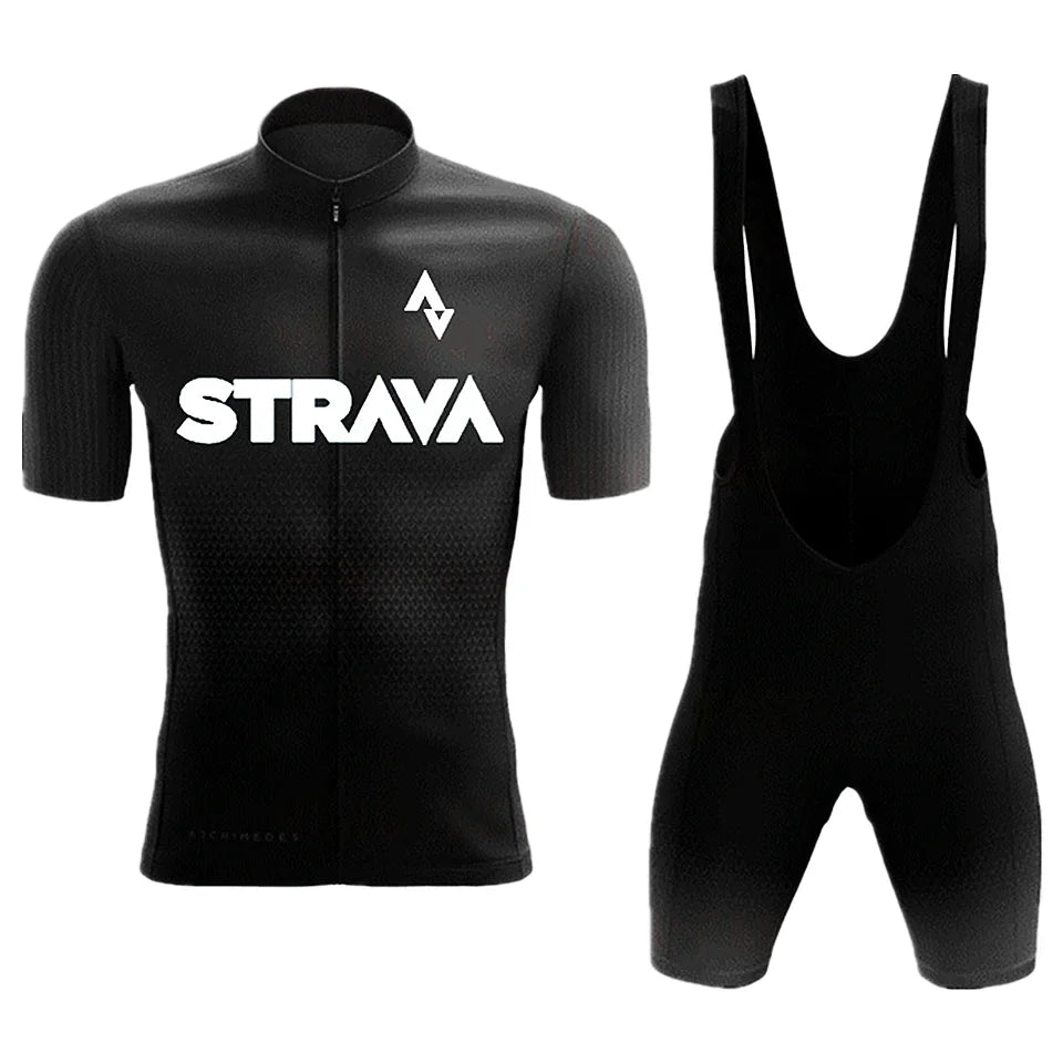 2024 Strava Cycling Jersey Set Short Sleeve for Men's Anti-UV Bike Cycling Jersey Set Bicycle Pro Team Summer Cycling Clothing