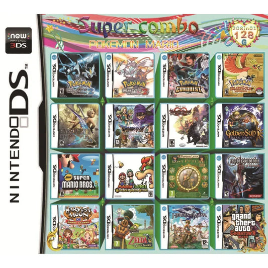 Game Combo Card voor 3DS/NDS – 208 in 1, 510 in 1, 482 in 1, 23 in 1 Classic