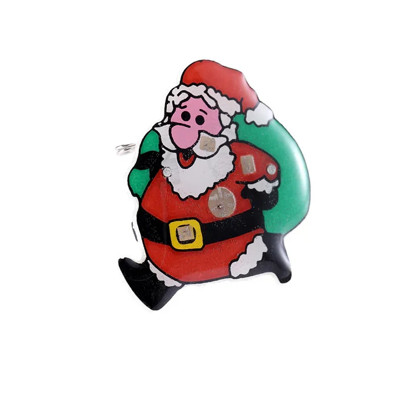 50pcs Flashing Christmas Brooch Pins Light Up Cartoon Badge Gift Stocking Xmas Holiday Party Supplies Costume Accessories
