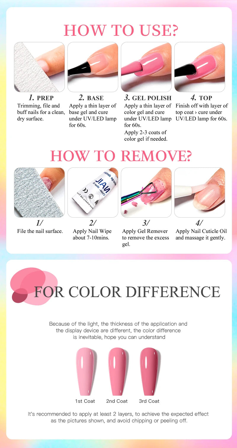 MSRUIOO 6pcs Nude Pink Gel Nail Polish Set Glitter Colorful Semi Permanent UV Gel Kits DIY Nail Art Painting Varnish Manicure