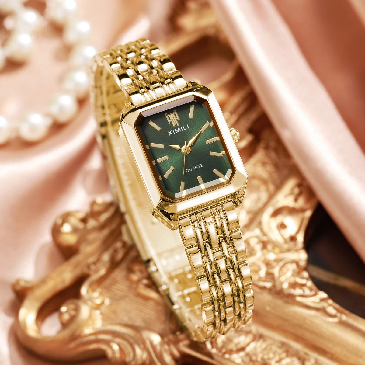 1/2/4PCS Fashion Rectangle Women Quartz Watches Stainless Steel Band Wristwatches for Girls Clock Reloj Mujer（Without Box）