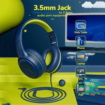 1/2/3Pcs AWATRUE AT2 Kids Headphones Wired Toddler Headsets with Mic Over-Ear Headphone Foldable on-Ear Design for PC,Laptop