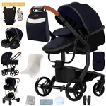 Lightweight Baby Stroller 3 in 1 Stroller PU Leather Stroller for Newborn Baby Car Seat Portable Baby Cart Pram High Landscape
