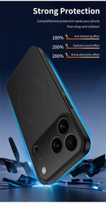 Ultra Thin Carbon Fbier Magnetic Leather Case for iPhone 17 Air 16E 16 15 14 13 Pro Max for Magsafe Shockproof Military Cover