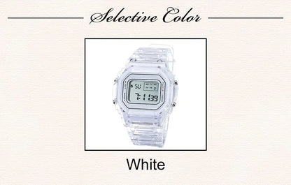 Sports Electronic Watch Men and Women Square Junior High School High School Students White LED Digital Watches