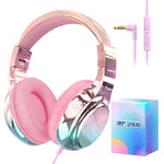 Wired Kids Headphones for School 85/94dB Volume limited Over Ear Headphones for Kids Girls Foldable Gaming Headset with Mic