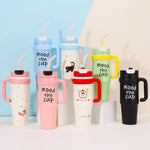 1000ML Thermal Water Bottle 32oz Large Capacity With Straw Stainless Steel Thermos Bottle Cold and Hot Thermos Cup