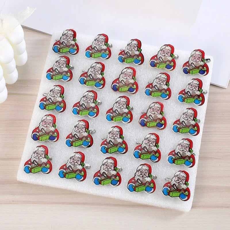 50pcs Flashing Christmas Brooch Pins Light Up Cartoon Badge Gift Stocking Xmas Holiday Party Supplies Costume Accessories