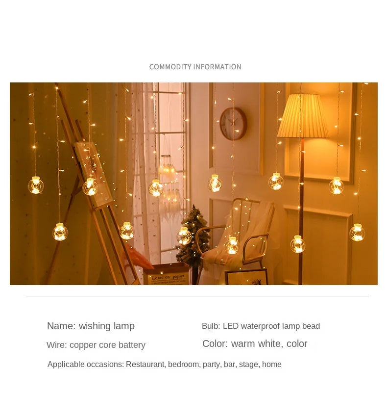 Christmas 2024 Led Lights Decoration Fairy String for Room Festoon Light Curtain Garland Party Wedding New Year's Bedroom Living