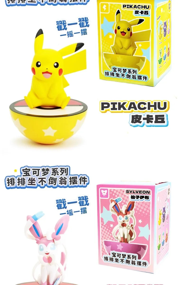 Original Pokemon Anime Figures Pikachu Gengar Sprigatito Sylveon Quaxly Fuecoco Tumbler Toys PVC Model Kawaii Collect Kid Dolls