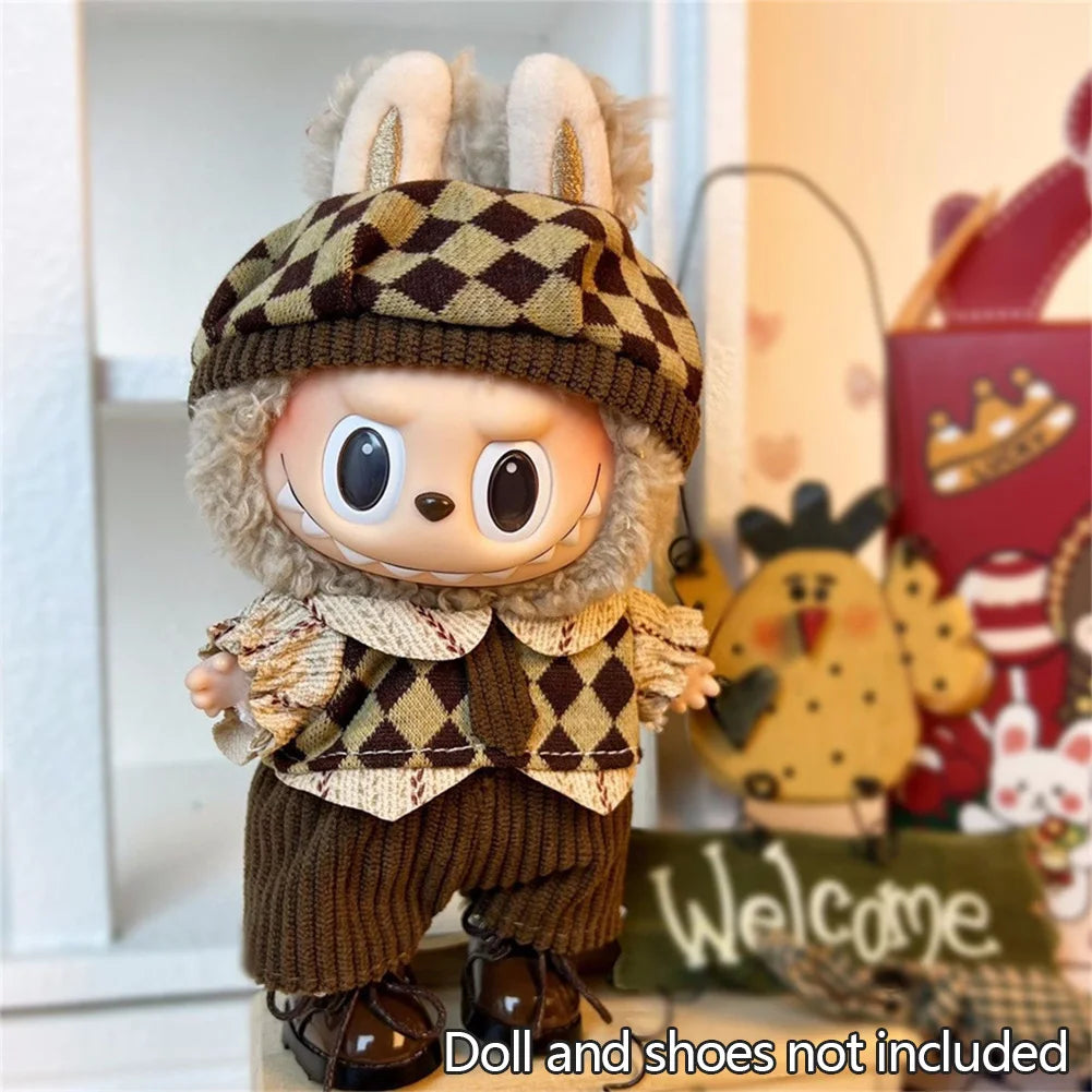 Fashion Clothes Ropa Labubu Clothes Outfit Doll Accessories For 15/17cm Labubu V2 V1 Plush Doll's Suspenders Suit