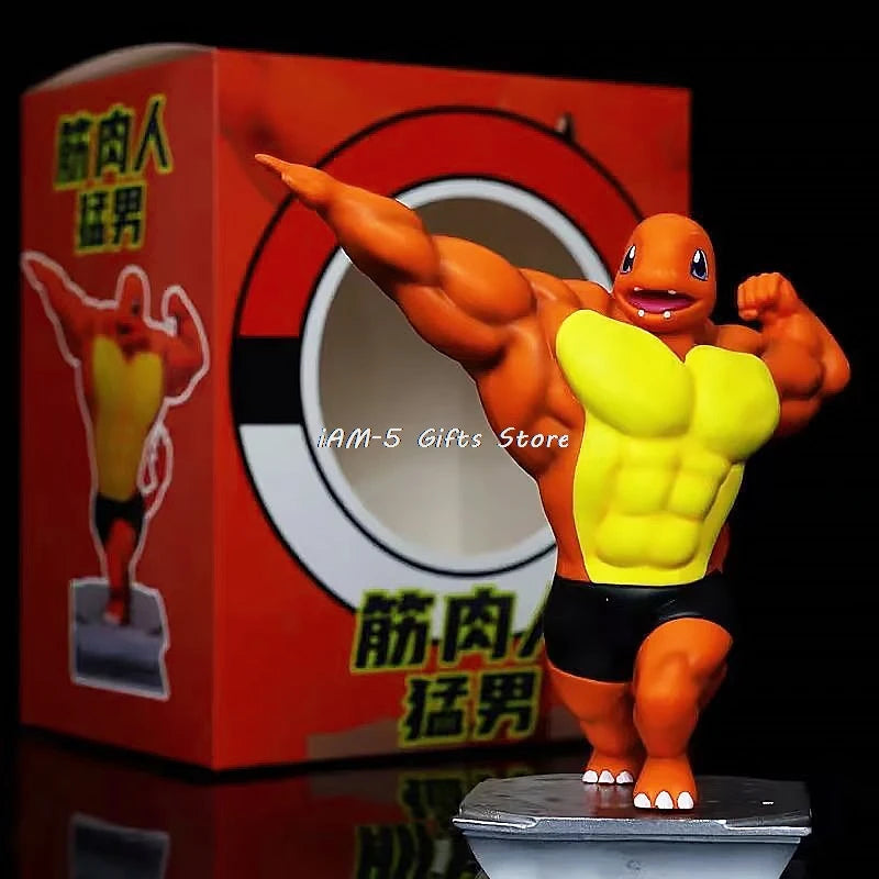 Pokemon Toys GYM Figurines Cartoon Fitness Muscle Man Action Figure Charmander Bulbasuar Squirtle Gengar Fit Model Anime Toys