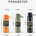 650ML 850ML 1100ML Thermos Double Stainless Steel Sport Vacuum Flask Outdoor Climbing Fitness Thermal Bottle Tea Insulation Cup
