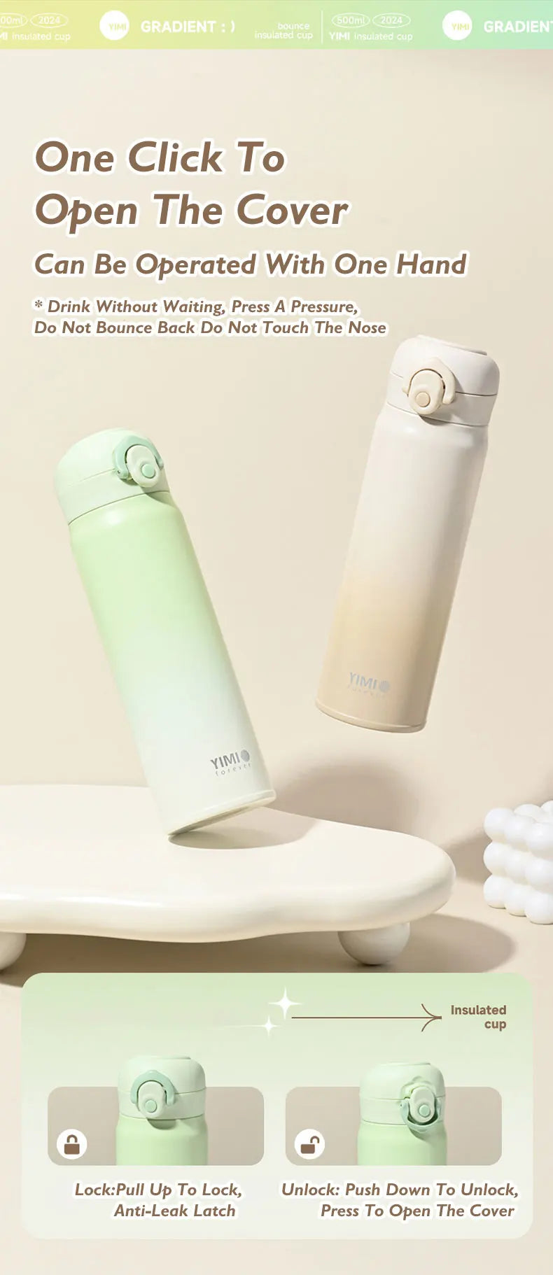 500ml large capacity thickened 316 stainless steel vacuum Thermal insulation portable Tumbler Thermos Water bottle Coffee cup