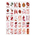 30pcs Waterproof Halloween Tattoo Stickers Bleeding Wound Scar Temporary Tattoos for Women Men Fake Tattoo For Halloween Party