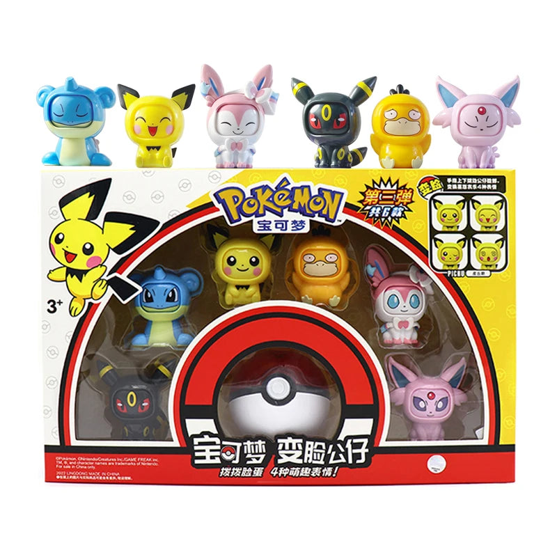 Pokeball Pokemon Pikachu Figures Toys Doll Poke Ball Face-changing Pocket Monsters Action Figure Kid Boys Girls Set Toy Gifts