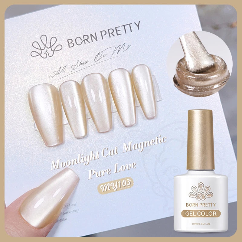 BORN PRETTY 10ml Silver Water Light Cat Magnetic Gel Nail Polish Nail Supplies Vernis Semi Permanent Gel for Fall Winter Nails