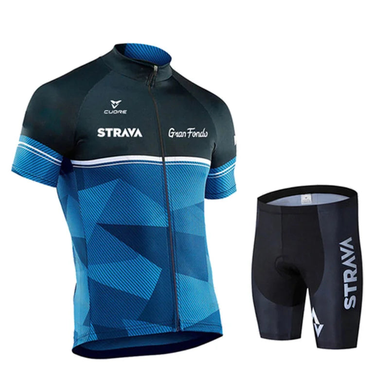 2025 STRAVA Cycling Jersey Set – Men’s Short Sleeve Pro Team Bike Clothing, Summer Road & MTB Bicycle Wear Maillot Ciclismo