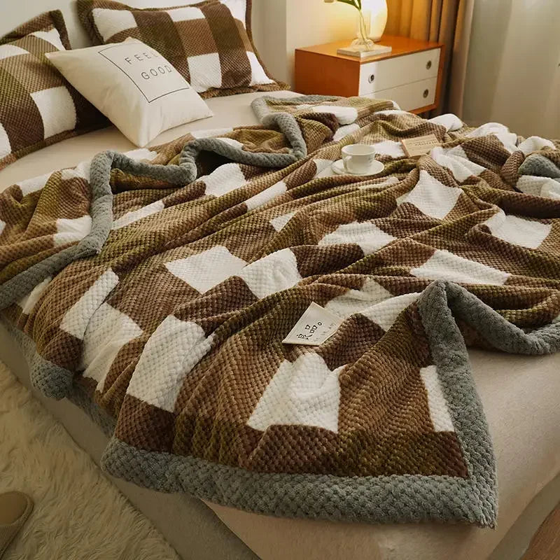 Knit Blanket Throw Soft Chenille Yarn Knitted Blanket Machine Washable Crochet Handmade Knit Throw Blanket for Couch Bed
