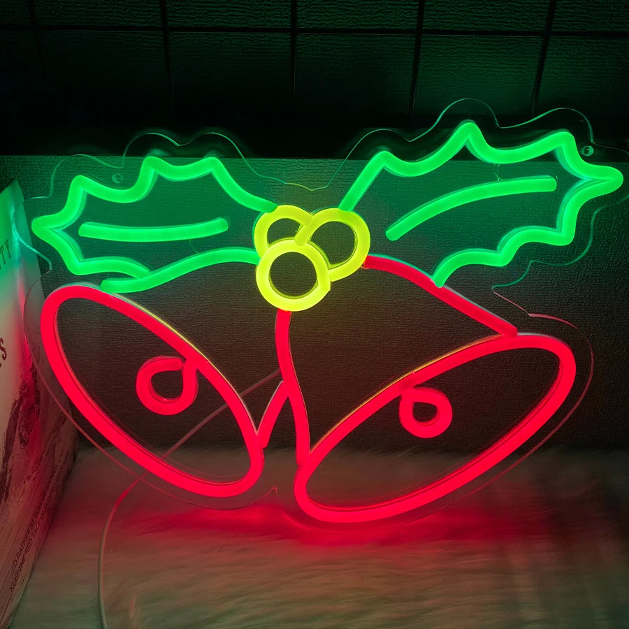 Christmas Bell Led Neon Lights, Used For Wall Decoration Usb Power Supply, Bedroom, Christmas Party Decoration, Children'S Gifts