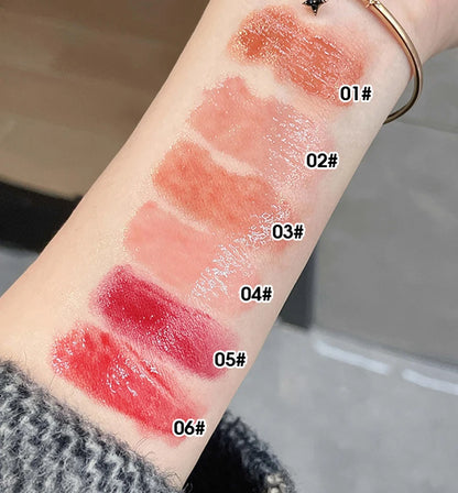 Gege Bear Floral Whisper Moisturizing Mirror Shine Lipstick — Glossy Jelly Finish, Heart-Shaped Bullet, Hydrating Lip Balm
