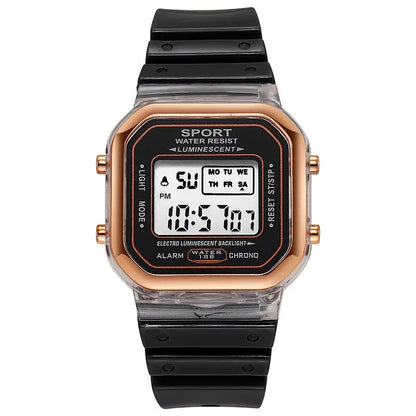 New Fashion Digital Student Transparent Electronic Watch Candy Multicolor LED Women Men Sports Waterproof Watches Clock Gift