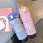380ML Thermos Vacuum Flask Cute Cartoon 304 Stainless Steel Thermal Water Bottle Insulated Straw Cups Tumbler Drinkware