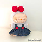 Mini Doll'S Clothes Outfit Accessories for 15-17cm Ropa Labubu & 10cm Cotton Doll Love Hoodie Pink Yarn Skirt Clothing no doll