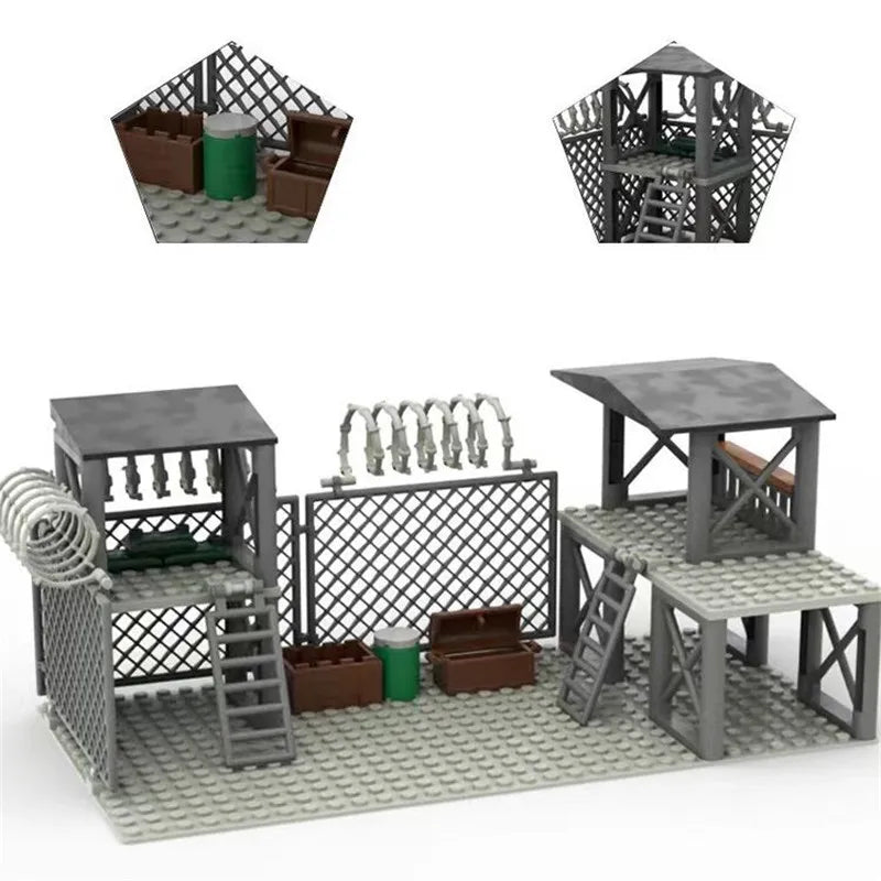 Upgrade Military Base Building Block Sets DIY WW2 Army War scene model Blocks Boys Toys