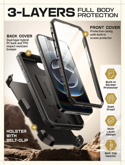 SUPCASE For iPhone 16e Case 6.1" (2025) UB Pro Military-Grade Protection Full Body Phone Case with Built-in Screen Protector