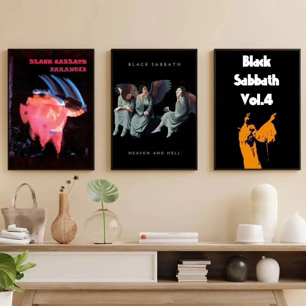 B-Black Sabbath Paranoid Poster Self-adhesive Art Waterproof Paper Sticker Coffee House Bar Room