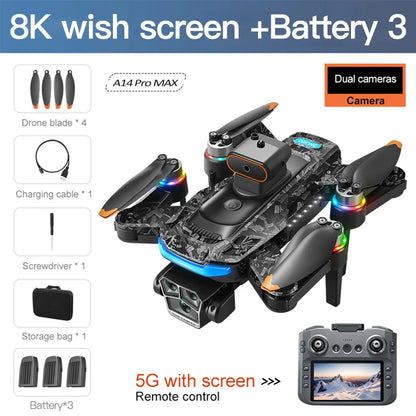 Xiaomi Mijia A14Pro max GPS Brushless 8K three Camera Optical Flow Obstacle Avoidance Foldable Quadcopter RC Distance Drone Toys