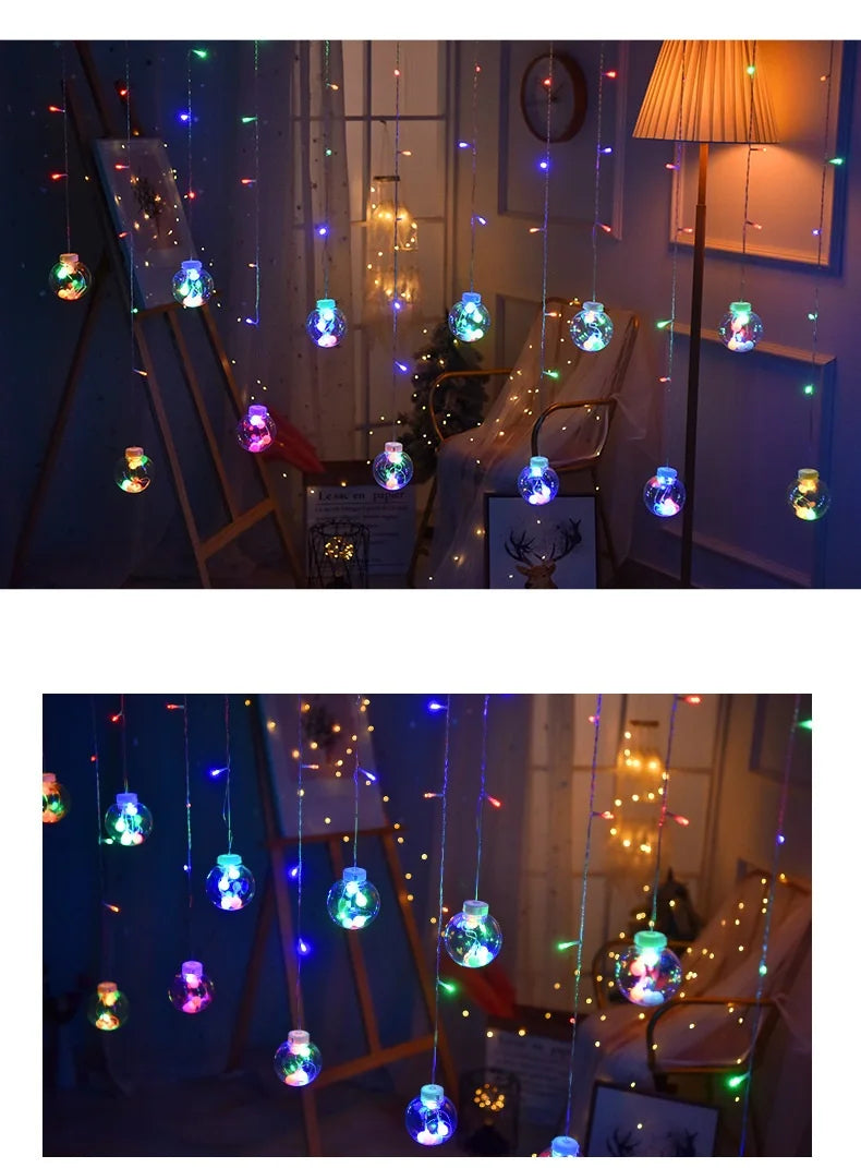 Christmas 2024 Led Lights Decoration Fairy String for Room Festoon Light Curtain Garland Party Wedding New Year's Bedroom Living