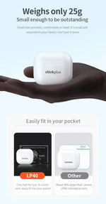 Original Lenovo LP40 Bluetooth 5.0 TWS Wireless Earphones Human Ear Design Headset Simple Operation Easy to Grasp Headphones
