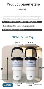 Tyeso 600/750/900/1050/1200ML Stainless Steel Thermos Bottle Car Coffee Cup Sports Water Bottles Keeps Cold and Heat Thermal Mug