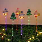 6pcs/set Solar-Powered Christmas Lawn Lights Santa Tree & Reindeer Designs for Outdoor Decor Waterproof Garden Lights Holiday