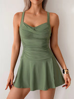 Solid Two Pieces Swimsuit 2025 Women Ruched Tankini