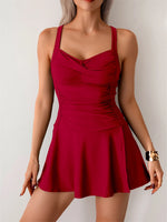 Solid Two Pieces Swimsuit 2025 Women Ruched Tankini