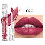 QIBEST Waterproof Diamond Shimmer Glitter Lipgloss Matte Liquid Lipstick Shiny Pearl Lip Glaze Long Lasting LipTint Women Makeup