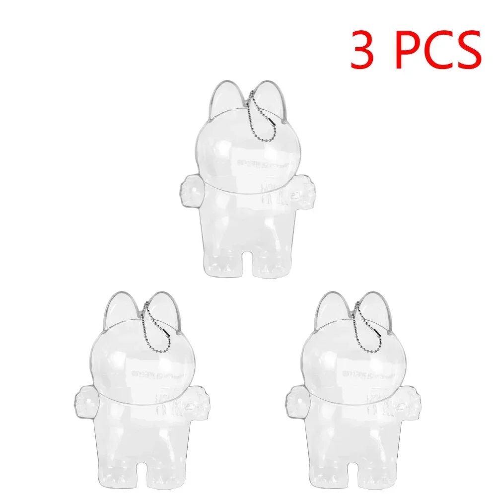 Transparent Macaron Doll Case For Labubu - Popmart Bubble Mart Storage Box, Dustproof Cover for Elf, Christmas New Year Gift