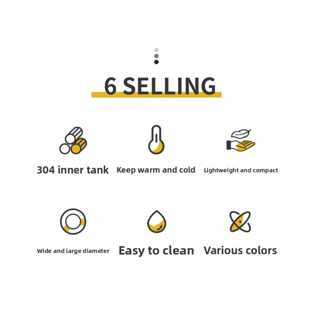 600/800/1100ML304 Stainless Steel Thermos Bottle with Handle Portable Water Cup Hot and Cold Long Lasting Drinking Water Bottle