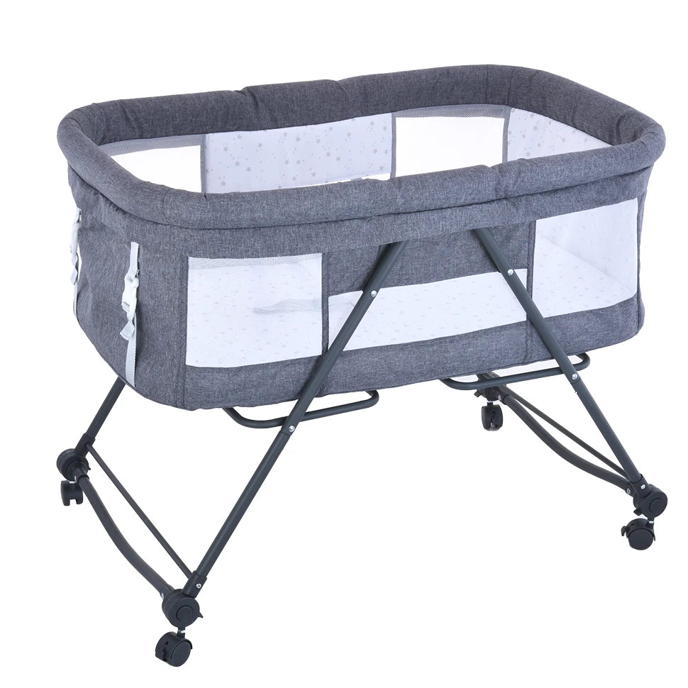 Baby Reisbed met Matras & Stille Wielen – Omvormbare Schommelwieg