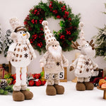 Christmas Decorations Adjustable Extendable Santa Snowman Reindeer Plush Dolls Indoor Home Tabletop Ornaments Toys Gifts