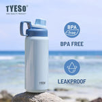 Tyeso Stainless Steel Sports Water Bottle Insulated Leak-Proof Portable Fitness Flask for Outdoor Workouts Travel Vacuum Flasks