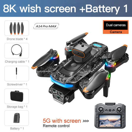 Xiaomi Mijia A14Pro max GPS Brushless 8K three Camera Optical Flow Obstacle Avoidance Foldable Quadcopter RC Distance Drone Toys