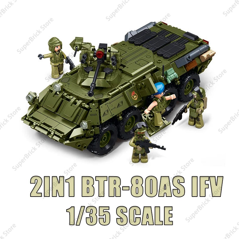 SLUBAN Military Antiaircraft Missile Vehicle Pantsir S1S Anti-aircraft Car Model Building Blocks Sets Soldier Bricks Kids Toys